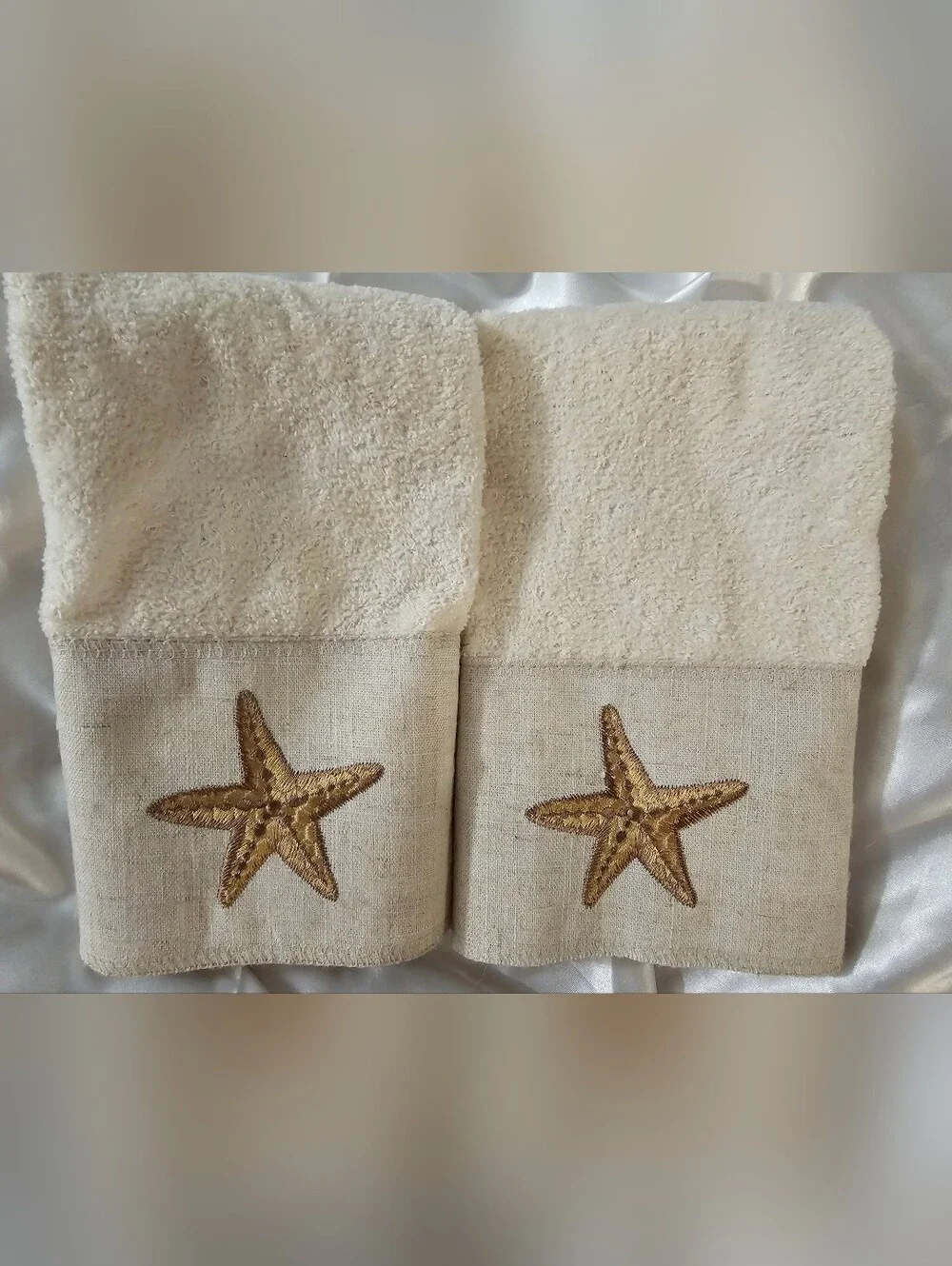Avanti Sea Treasure Ivory Embroidered Embellished 8 Pc Towel Set Coastal